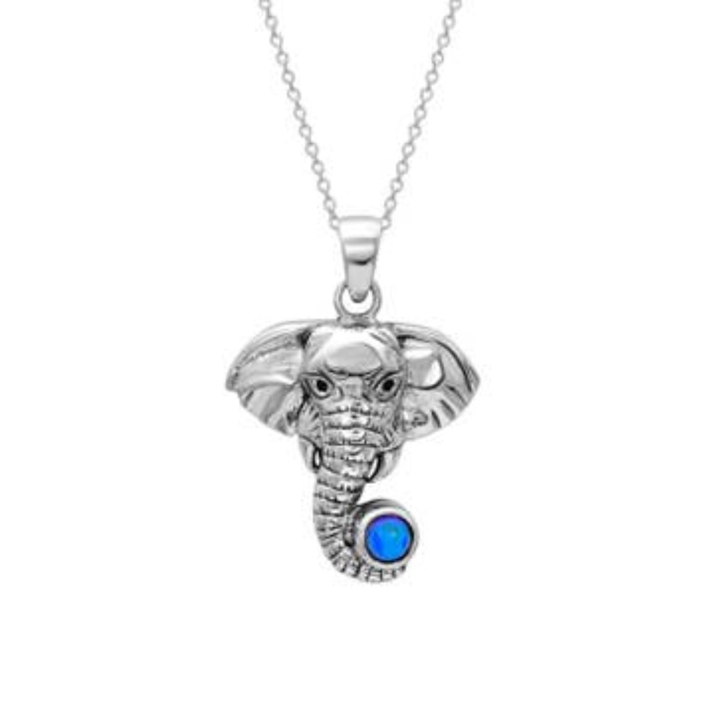 Elephant Pendant Sterling Silver Crystal Jewelry Necklace